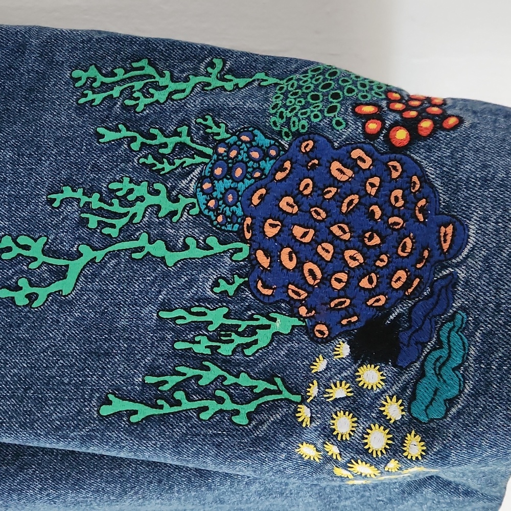 & Other Stories Vintage Denim Embroidered Skirt